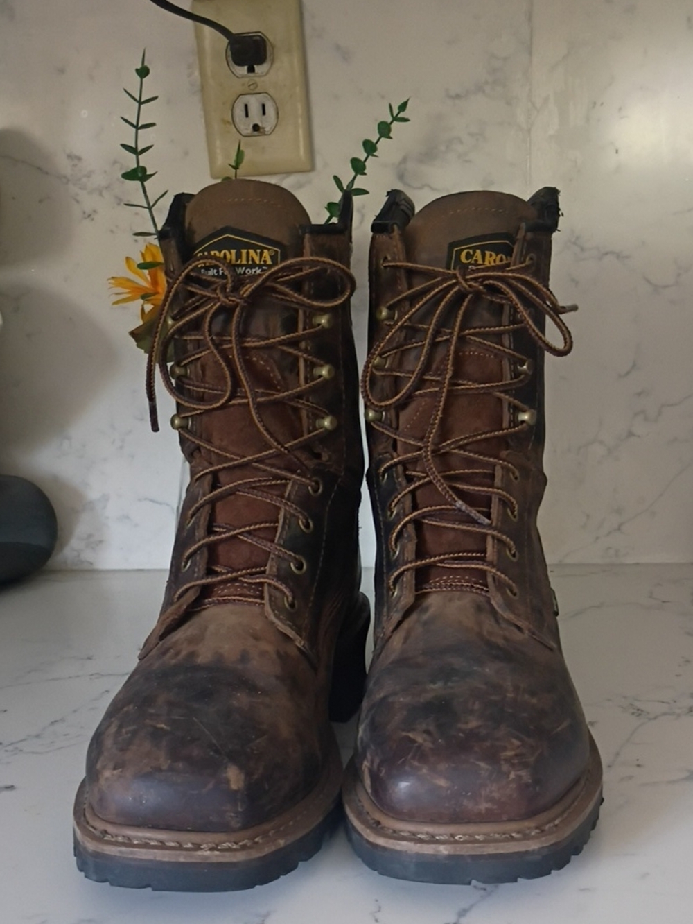 Carolina Waterproof Steel Toe Brown Leather Work Boots - Lace-Up